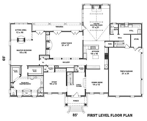 Plan 48697 | Traditional Style with 4 Bed, 4 Bath, 3 Car Garage