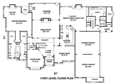 House Plan 48704 First Level Plan