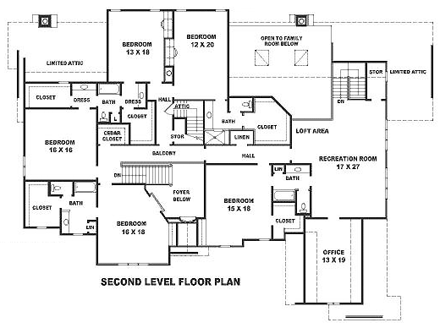 House Plan 48704 Second Level Plan