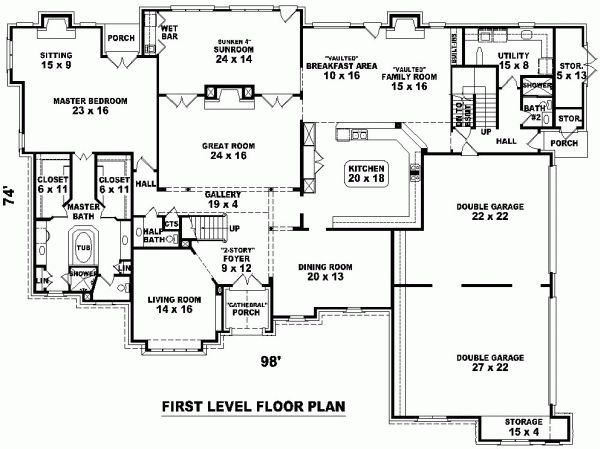 Tudor Level One of Plan 48706