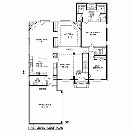 House Plan 48714 First Level Plan