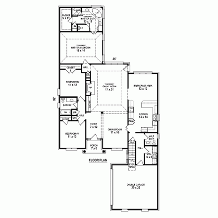 House Plan 48722 First Level Plan