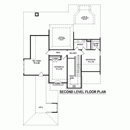 House Plan 48723 Second Level Plan