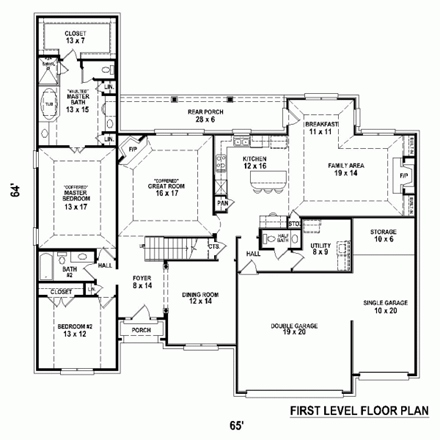 House Plan 48729 First Level Plan