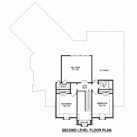 House Plan 48735 Second Level Plan