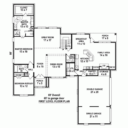 House Plan 48737 First Level Plan