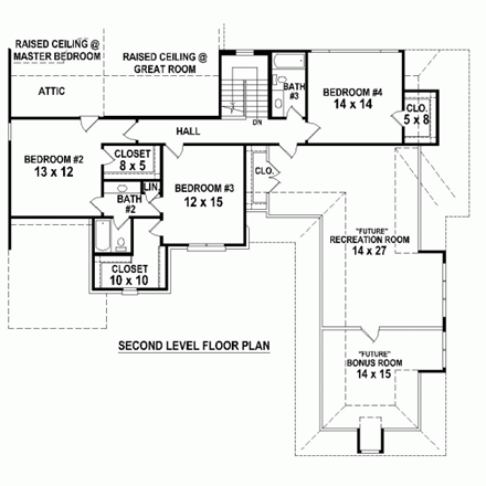 House Plan 48737 Second Level Plan