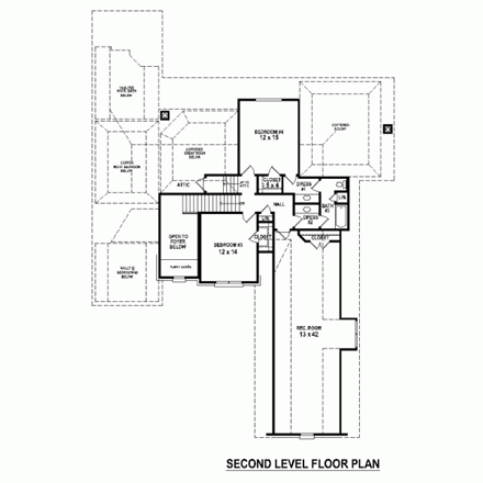 House Plan 48742 Second Level Plan