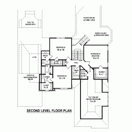 House Plan 48754 Second Level Plan