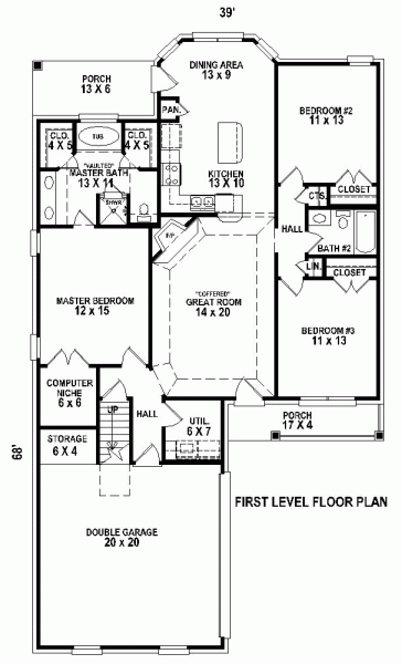House Plan 48771 First Level Plan