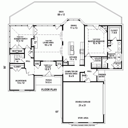 House Plan 48789 First Level Plan