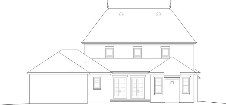 Country European Rear Elevation of Plan 48796