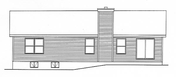 One-Story Ranch Rear Elevation of Plan 49001