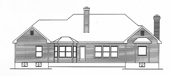 One-Story Traditional Rear Elevation of Plan 49006