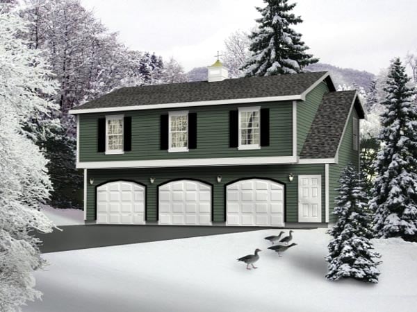 Country Style 3 Car Garage Apartment Plan 49029