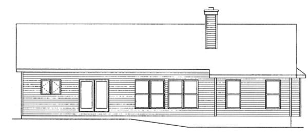 One-Story Traditional Rear Elevation of Plan 49061