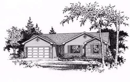 One-Story Ranch Elevation of Plan 49064