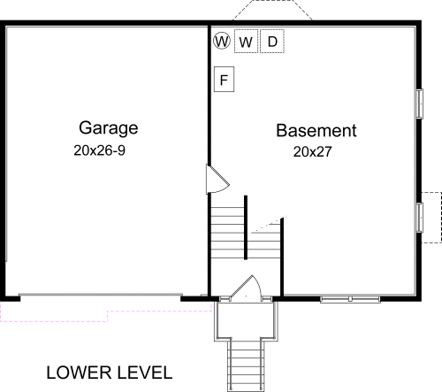 One-Story Traditional Lower Level of Plan 49071