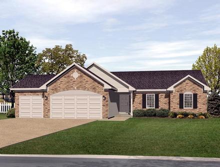 One-Story Ranch Elevation of Plan 49074