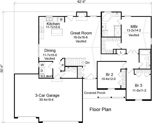 Country One-Story Level One of Plan 49075
