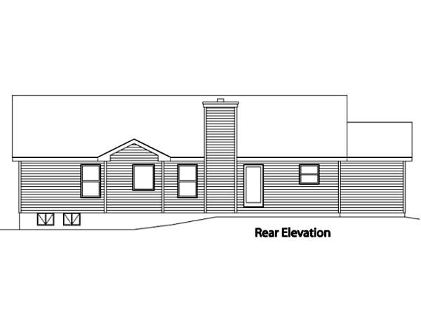 Country One-Story Rear Elevation of Plan 49075