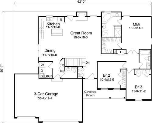 European One-Story Level One of Plan 49077