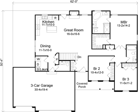 House Plan 49077 First Level Plan