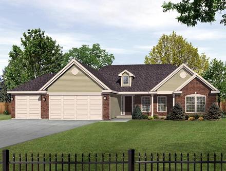 European One-Story Elevation of Plan 49077