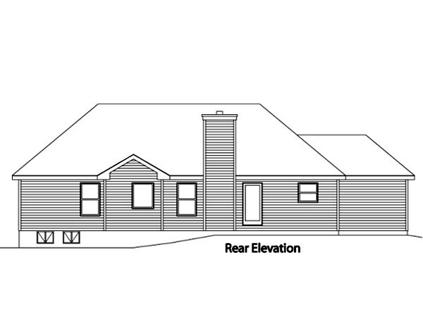 European One-Story Rear Elevation of Plan 49077