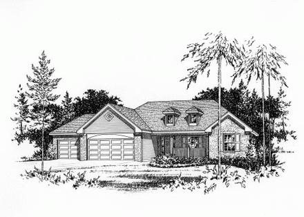 Country One-Story Elevation of Plan 49078