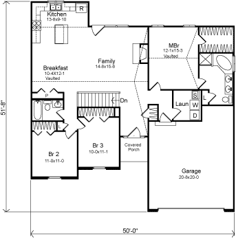 One-Story Ranch Level One of Plan 49080