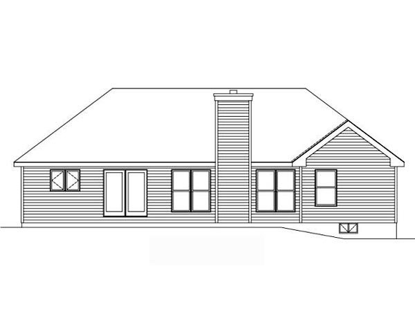 One-Story Traditional Rear Elevation of Plan 49081