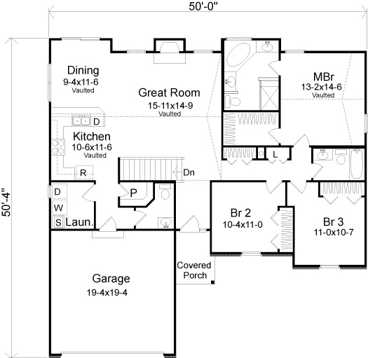 One-Story Level One of Plan 49107