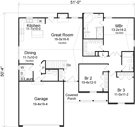 One-Story Level One of Plan 49108