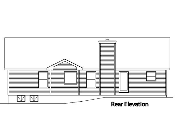 One-Story Rear Elevation of Plan 49108