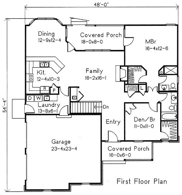 One-Story Ranch Level One of Plan 49113