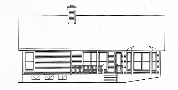 One-Story Ranch Rear Elevation of Plan 49113