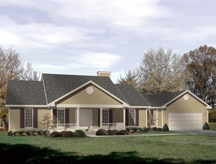 One-Story Ranch Elevation of Plan 49116