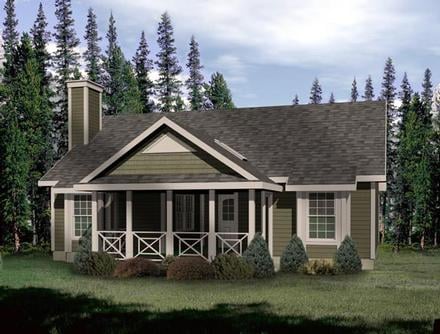 Country One-Story Elevation of Plan 49121