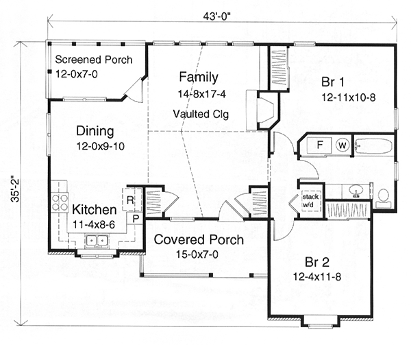 Craftsman One-Story Level One of Plan 49125