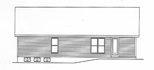 One-Story Ranch Rear Elevation of Plan 49134