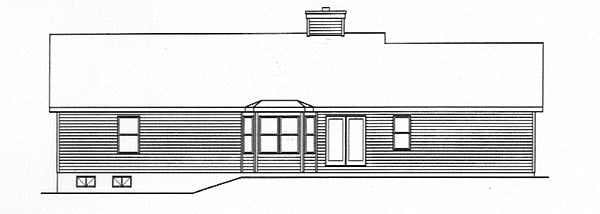 One-Story Ranch Rear Elevation of Plan 49135