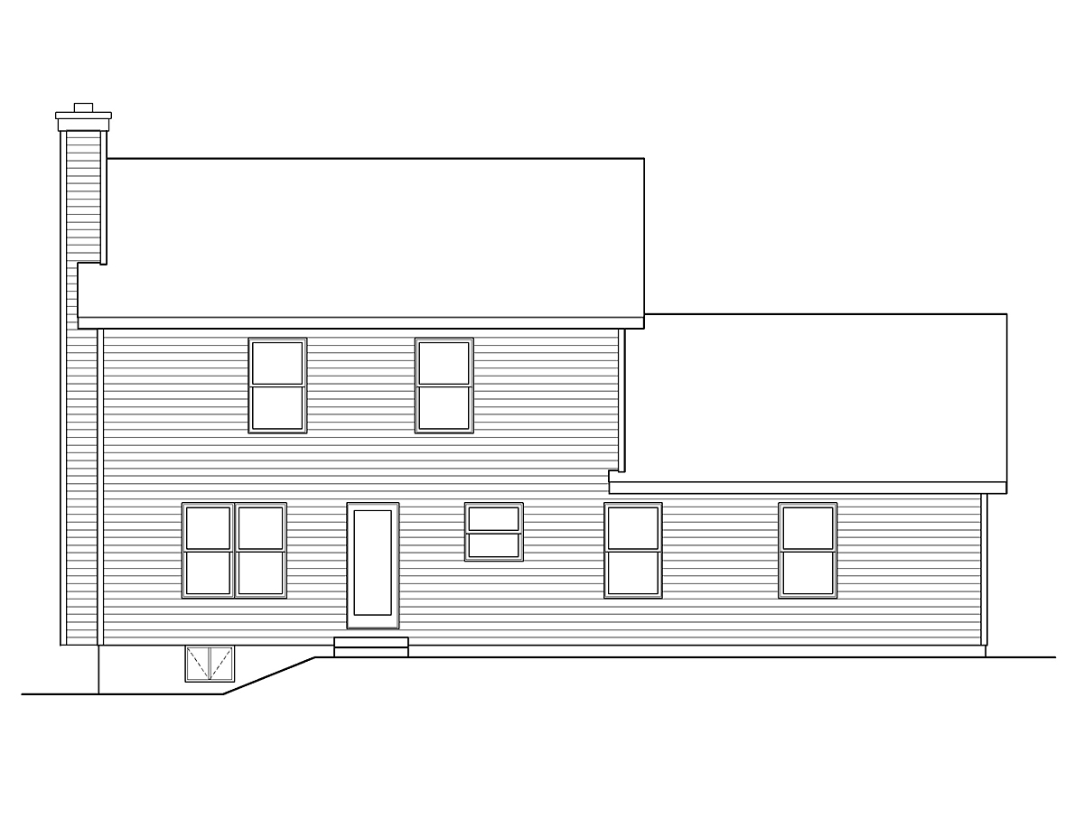 Colonial Rear Elevation of Plan 49143