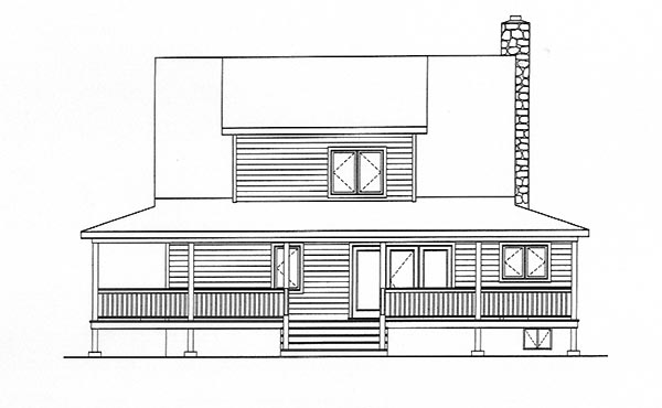 Cape Cod Rear Elevation of Plan 49152