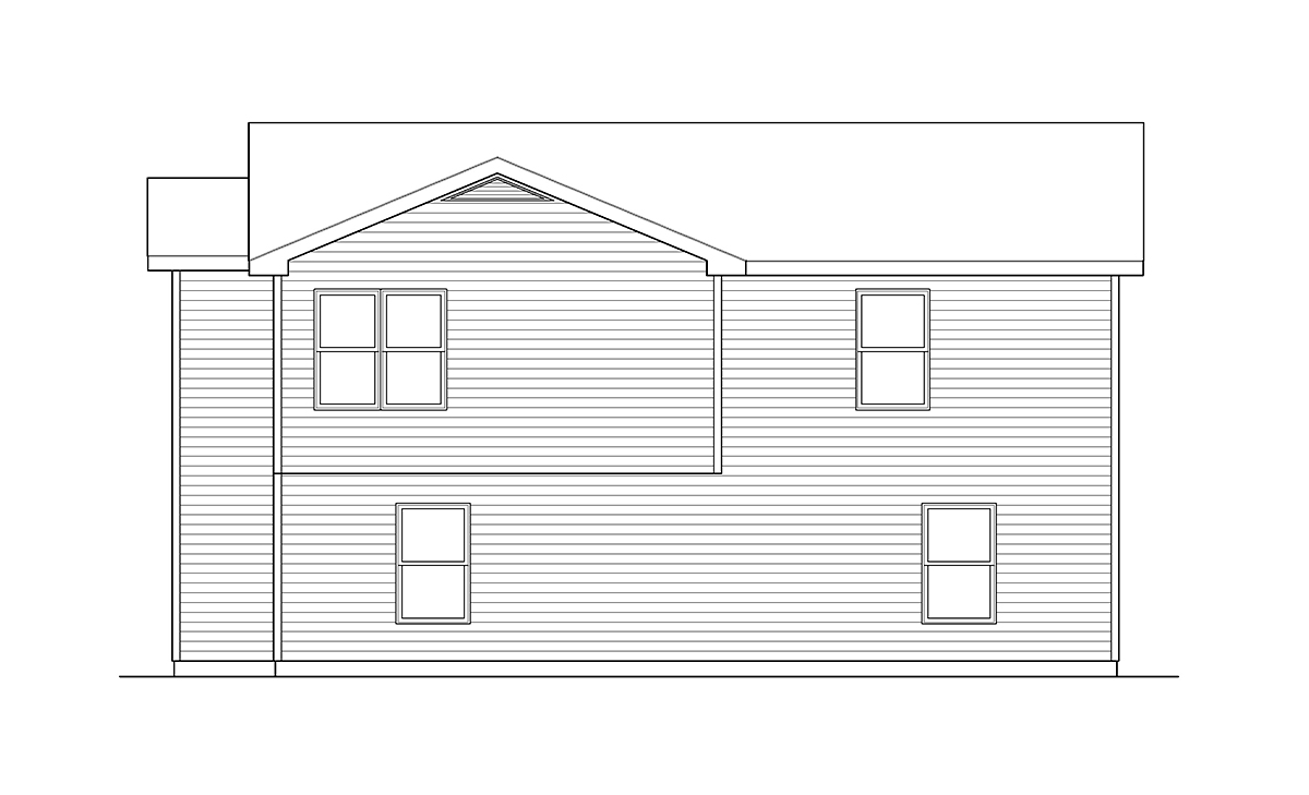 Narrow Lot Traditional Rear Elevation of Plan 49153