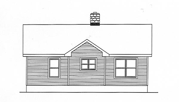 Narrow Lot One-Story Ranch Rear Elevation of Plan 49157