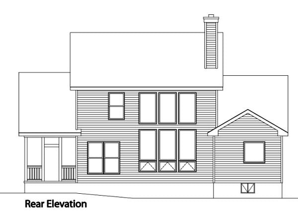 Narrow Lot Traditional Rear Elevation of Plan 49158