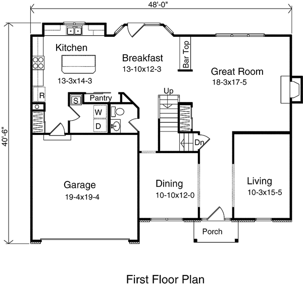 Country One-Story Level One of Plan 49159