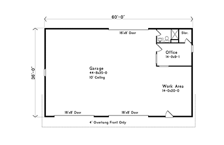 Garage Plan 49163 - 4 Car Garage First Level Plan