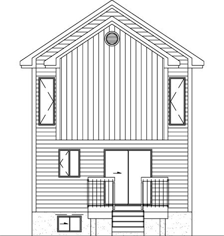 Narrow Lot Traditional Rear Elevation of Plan 49265